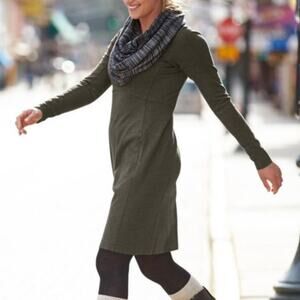DULUTH TRADING Wearwithall Ponte Knit Dress Long Sleeve Dark Green Women's XS